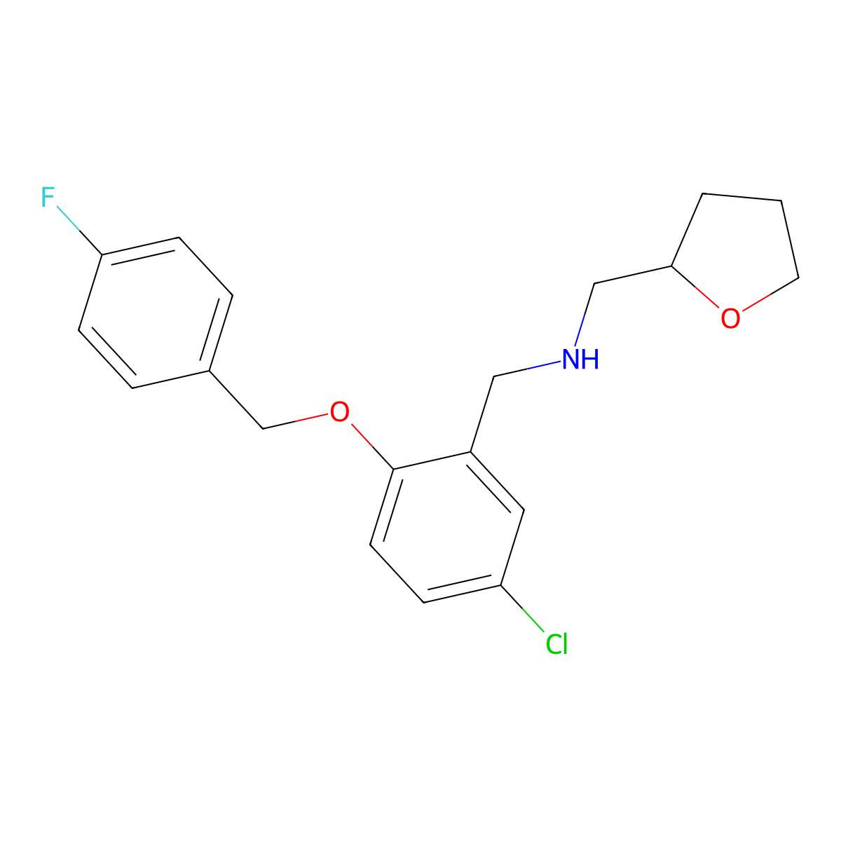 N-[[5-chloro-2-[(4-fluorophenyl)methoxy]phenyl]methyl]-1-(oxolan-2-yl)methanamine molecular structure, CAS 773864-74-7