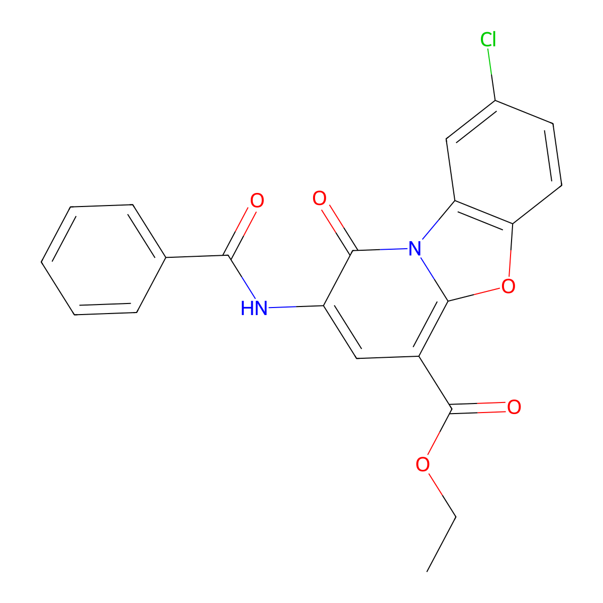 ethyl 2-(benzoylamino)-8-chloro-1-oxo-1H-pyrido[2,1-b][1,3]benzoxazole-4-carboxylate molecular structure, CAS 773865-08-0