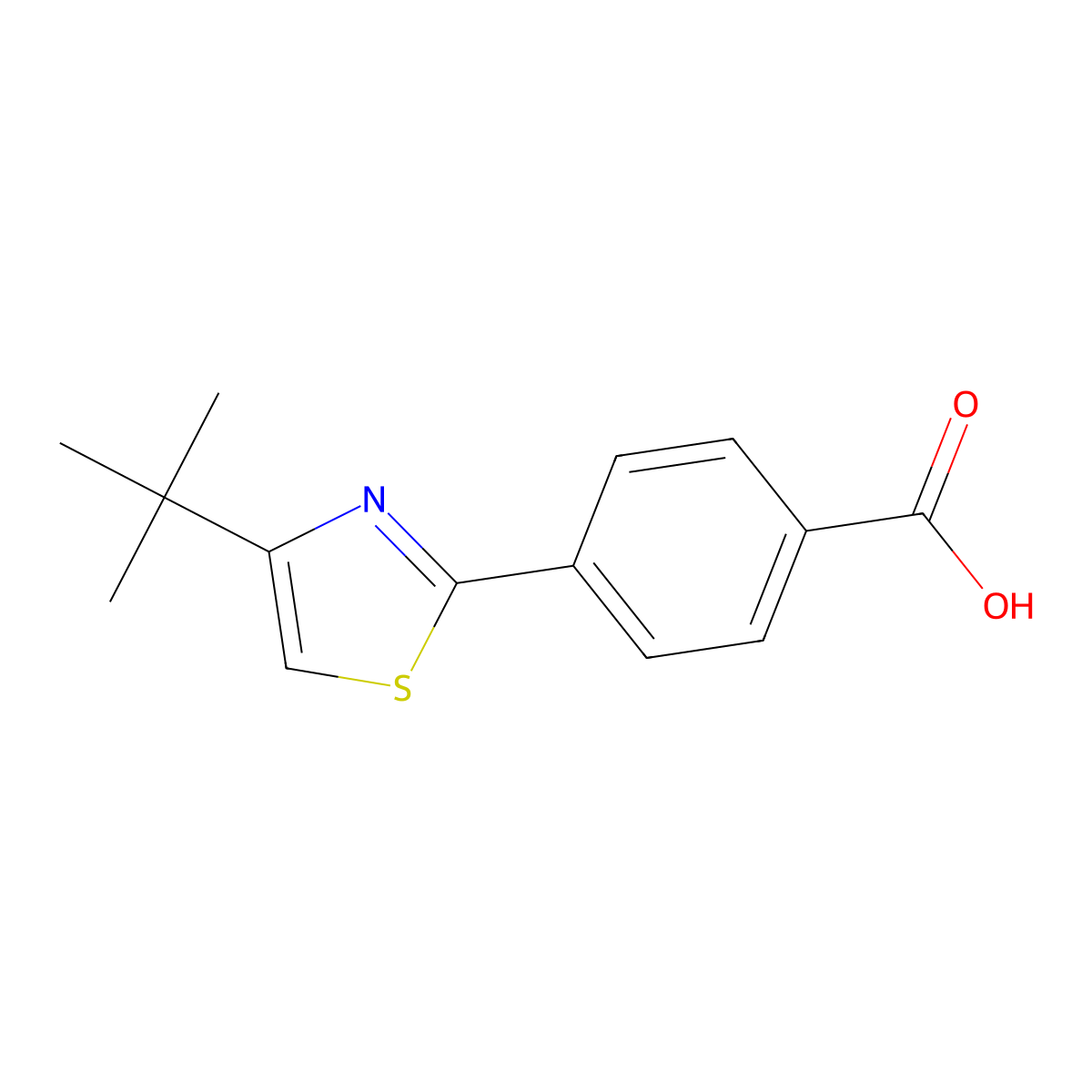 4-[4-(1,1-Dimethylethyl)-2-thiazolyl]benzoic acid molecular structure, CAS 773869-12-8