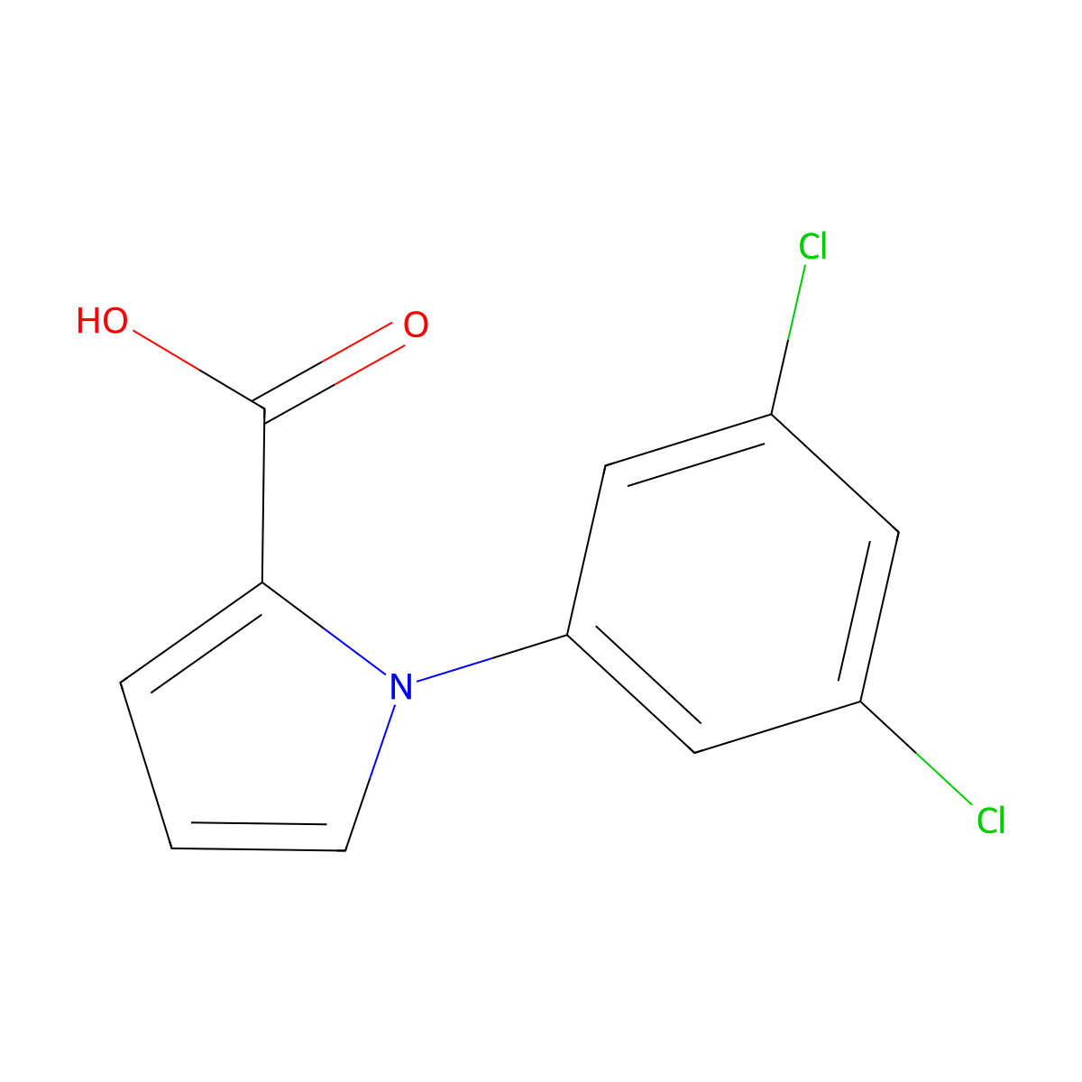 1-(3,5-dichlorophenyl)-1H-pyrrole-2-carboxylic acid molecular structure, CAS 773869-18-4