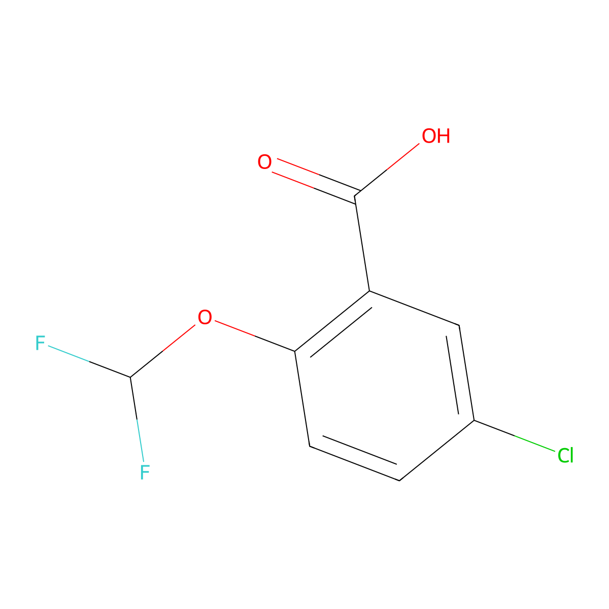 5-Chloro-2-(difluoromethoxy)benzoic acid molecular structure, CAS 773869-44-6