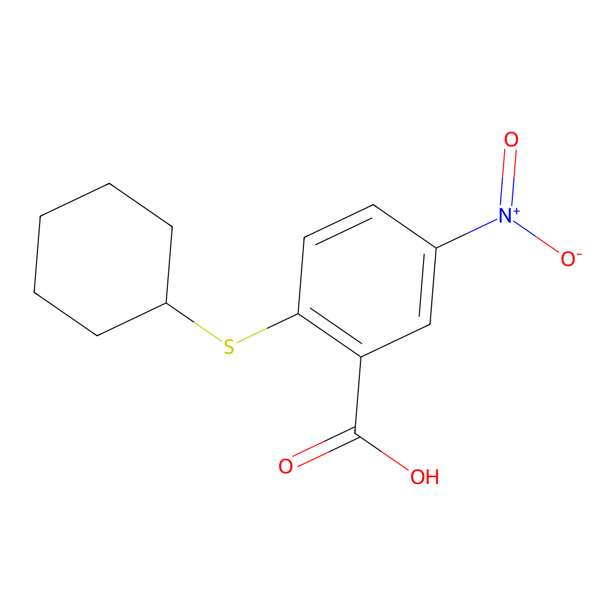 2-(Cyclohexylsulfanyl)-5-nitrobenzoic acid molecular structure, CAS 773870-54-5