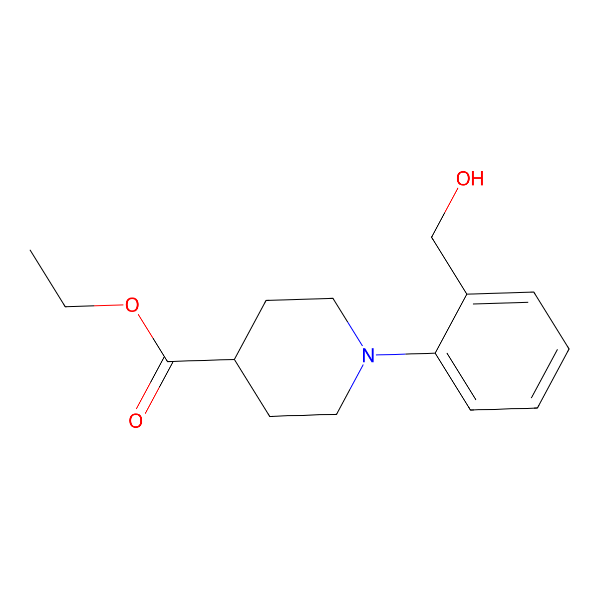 Ethyl 1-(2-hydroxymethylphenyl)piperidine-4-carboxylate molecular structure, CAS 773870-63-6