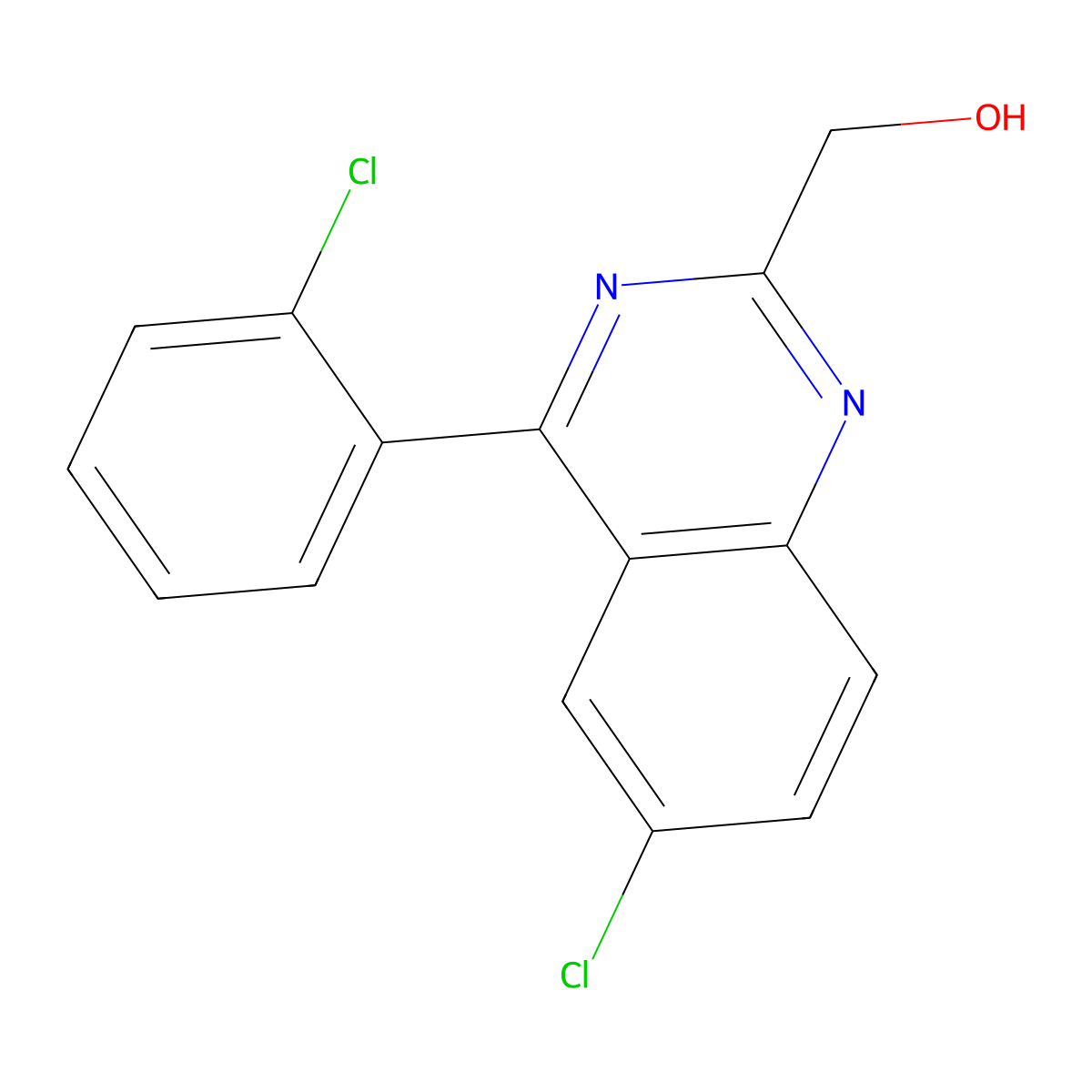 6-Chloro-4-(o-chlorophenyl)-2-quinazoline methanol molecular structure, CAS 773871-49-1