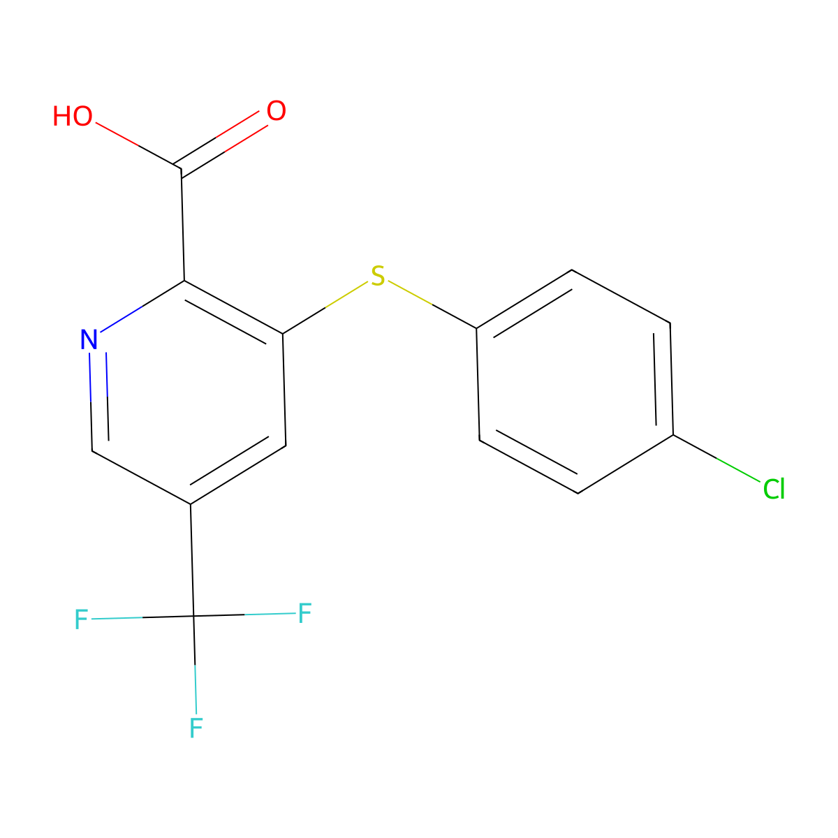 3-(4-Chloro-phenylsulfanyl)-5-trifluoromethyl-pyridine-2-carboxylic acid molecular structure, CAS 773871-64-0