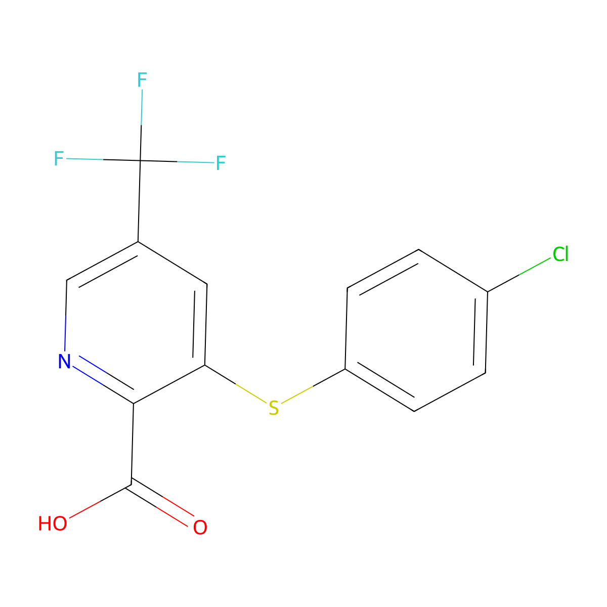3-(4-Chloro-phenylsulfanyl)-5-trifluoromethyl-pyridine-2-carboxylic acid molecular structure, CAS 773871-64-0