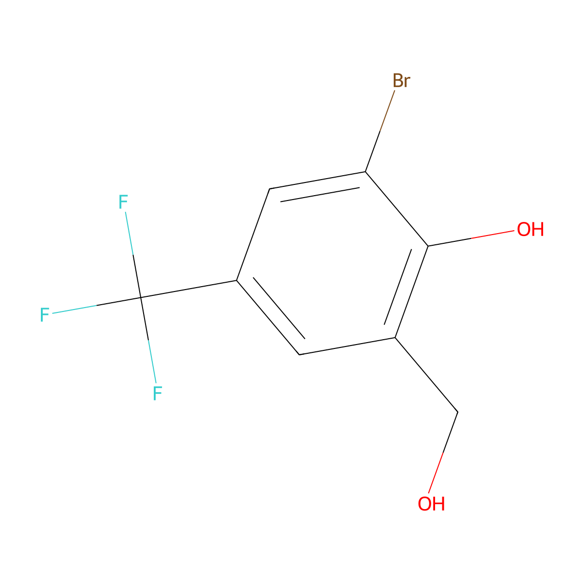 2-Bromo-6-(hydroxymethyl)-4-(trifluoromethyl)phenol molecular structure, CAS 773873-07-7