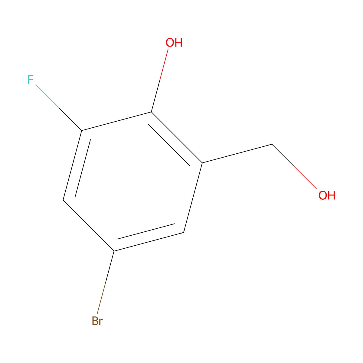 4-Bromo-2-fluoro-6-(hydroxymethyl)phenol molecular structure, CAS 773873-15-7