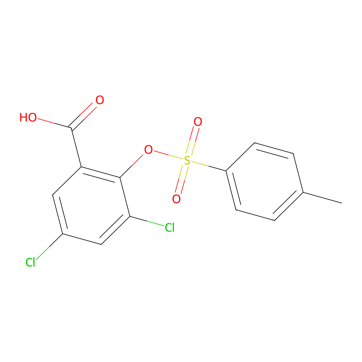 3,5-Dichloro-2-[(4-methylbenzenesulfonyl)oxy]benzoic acid molecular structure, CAS 773873-30-6