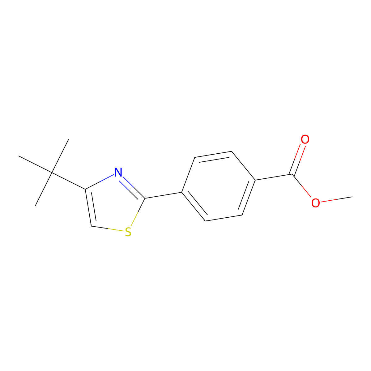 Methyl 4-(4-tert-butyl-1,3-thiazol-2-yl)benzoate molecular structure, CAS 773873-70-4