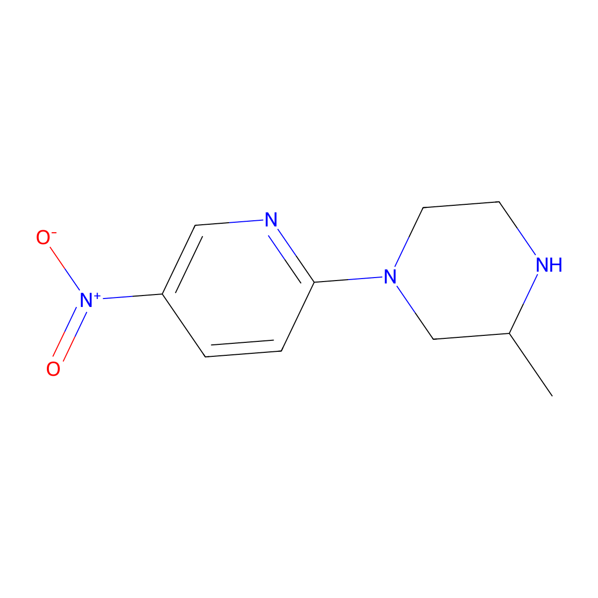 3-Methyl-1-(5-nitropyridin-2-yl)piperazine molecular structure, CAS 773879-30-4