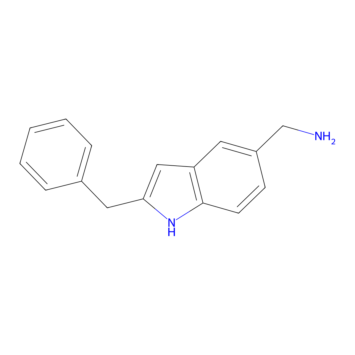 (2-benzyl-1H-indol-5-yl)methanamine molecular structure, CAS 773884-24-5