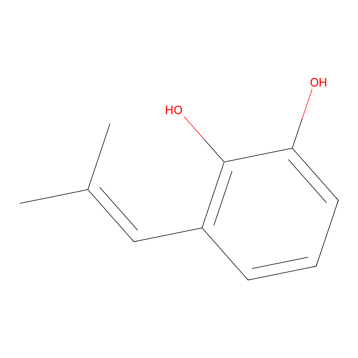 1,2-Benzenediol, 3-(2-methyl-1-propenyl)- molecular structure, CAS 77391-94-7