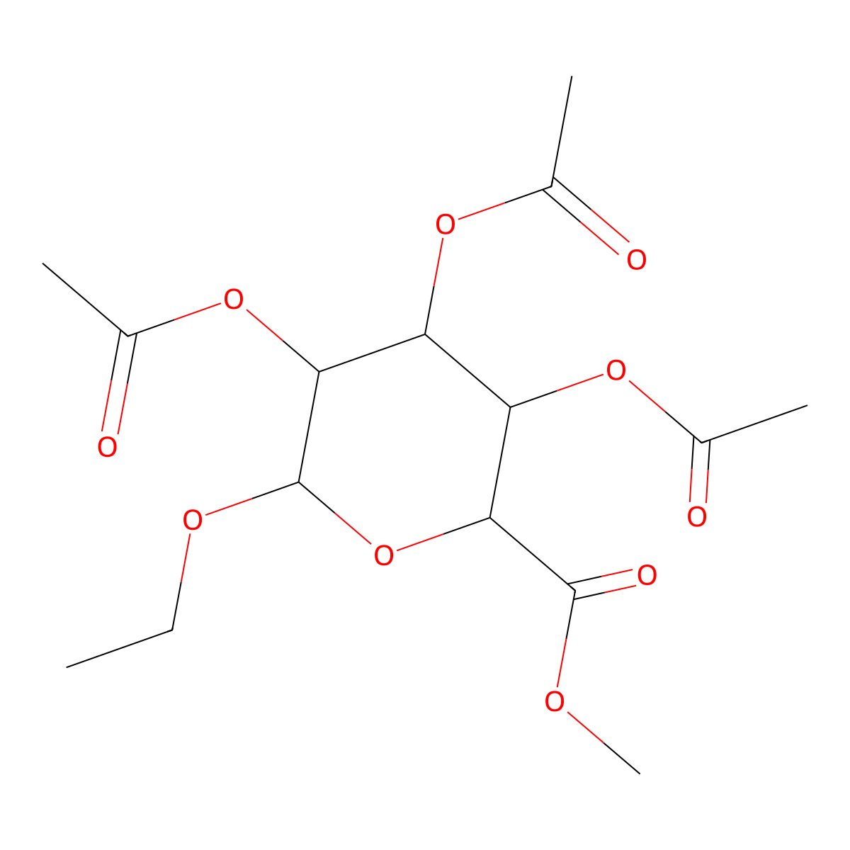 Ethyl methyl 2,3,4-tri-O-acetyl-beta-D-glucopyranosiduronate molecular structure, CAS 77392-66-6