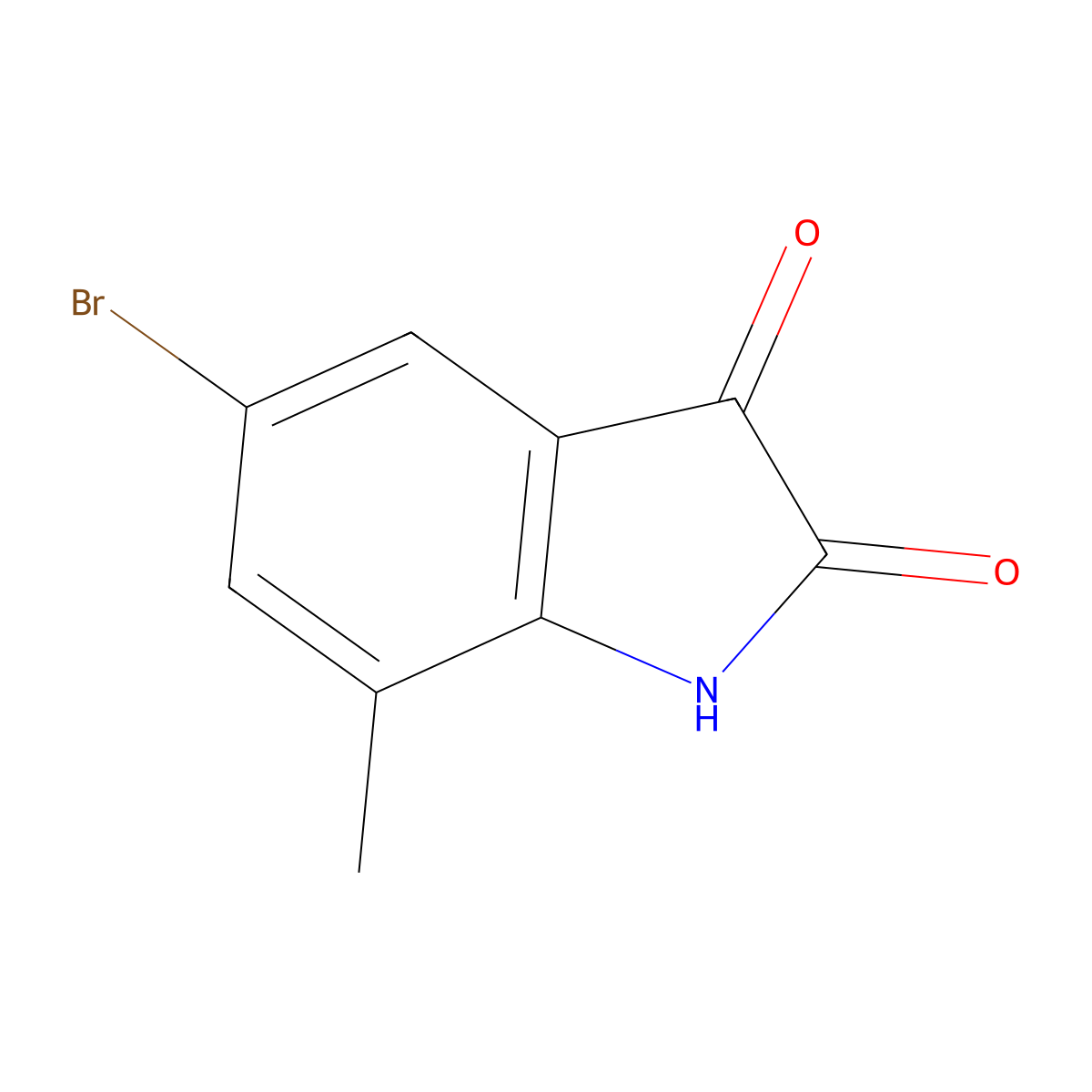 5-bromo-7-methyl-2,3-dihydro-1H-indole-2,3-dione molecular structure, CAS 77395-10-9
