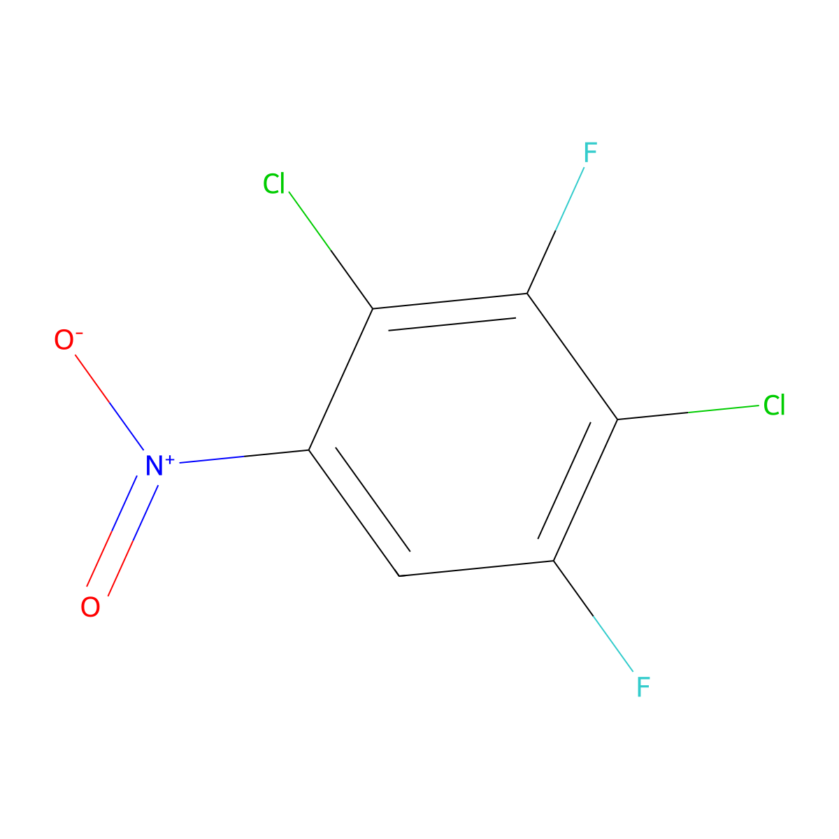 2,4-Dichloro-3,5-difluoronitrobenzene molecular structure, CAS 774-19-6