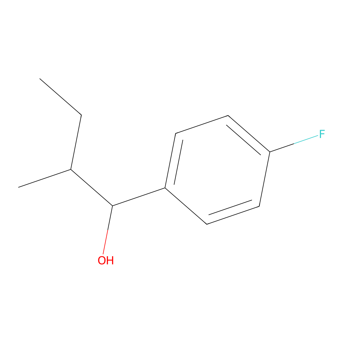 1-(4-Fluorophenyl)-2-methylbutan-1-ol molecular structure, CAS 774-38-9
