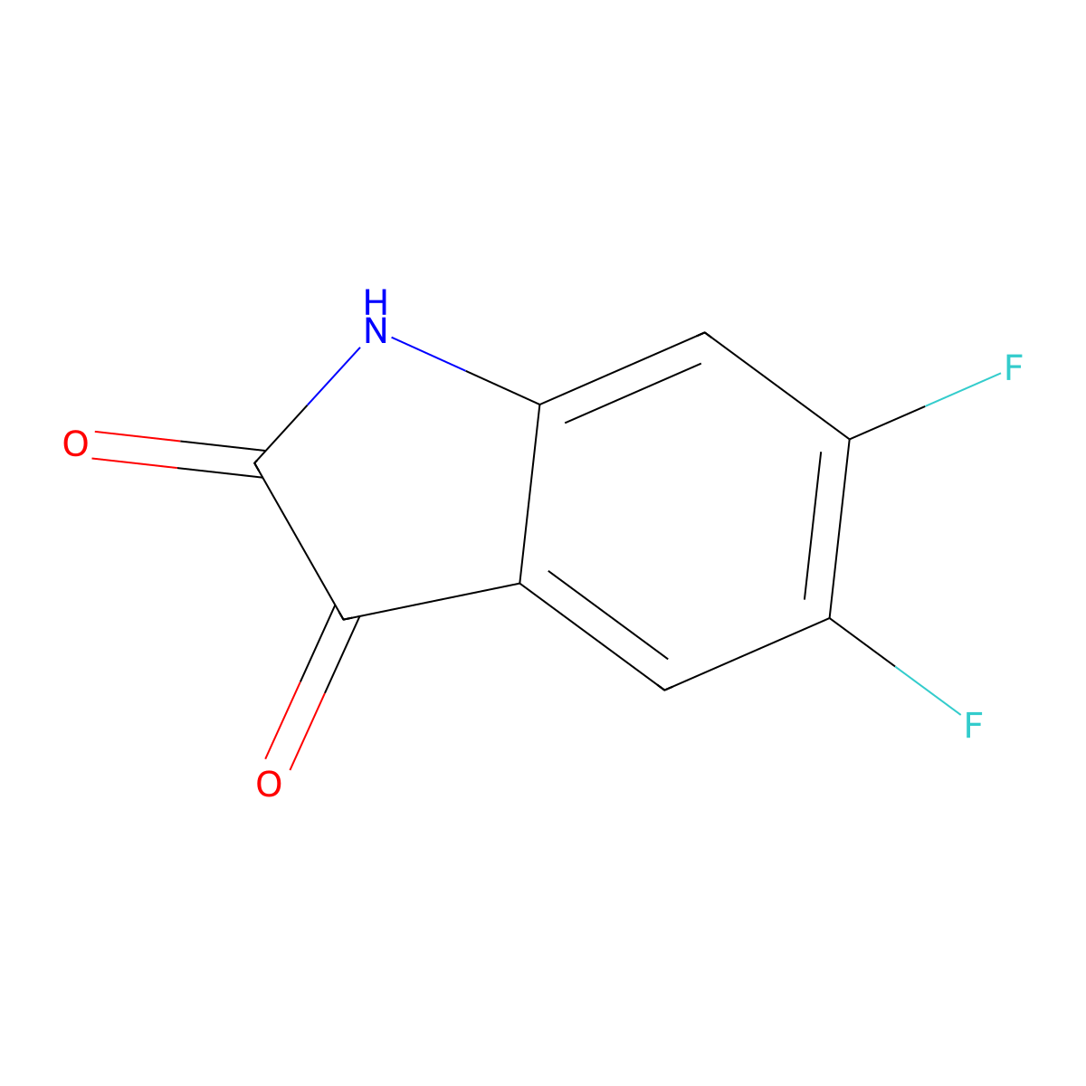 5,6-difluoro-2,3-dihydro-1H-indole-2,3-dione molecular structure, CAS 774-47-0
