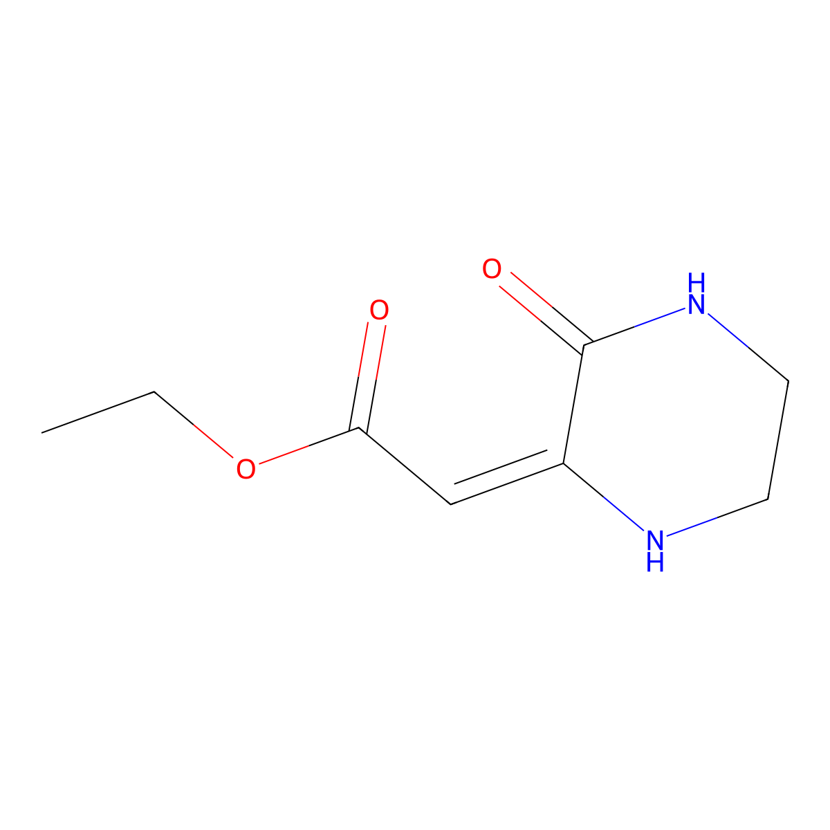 ethyl (2E)-(3-oxopiperazin-2-ylidene)acetate molecular structure, CAS 774-89-0