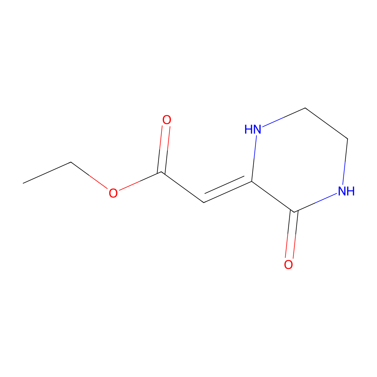 ethyl (2E)-(3-oxopiperazin-2-ylidene)acetate molecular structure, CAS 774-89-0