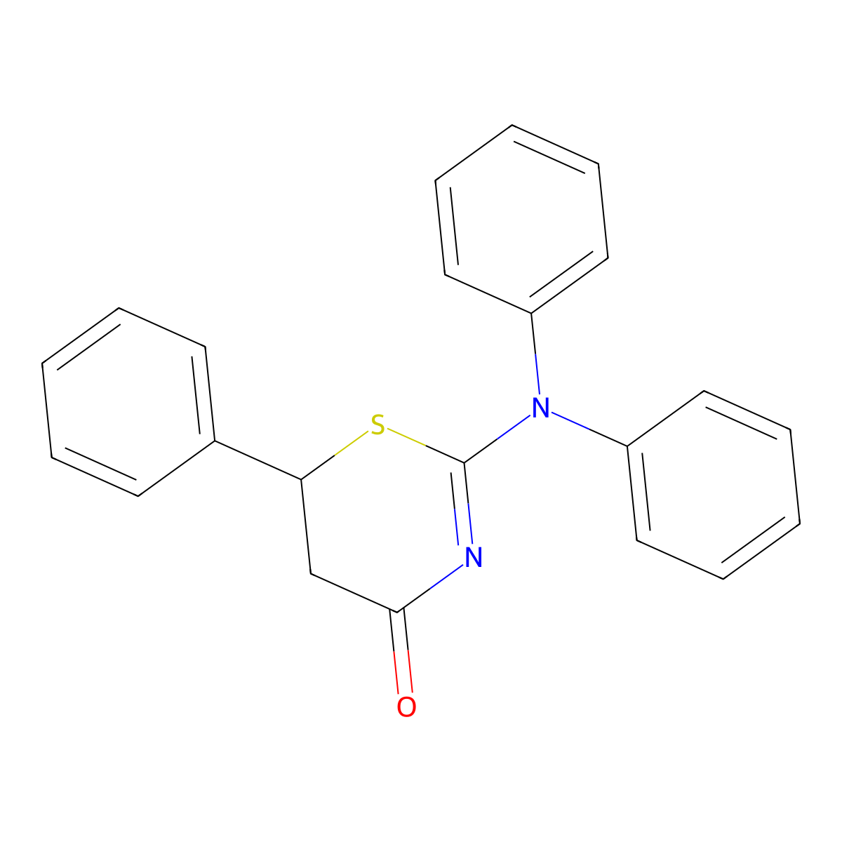 2-(diphenylamino)-6-phenyl-5,6-dihydro-4H-1,3-thiazin-4-one molecular structure, CAS 77409-20-2