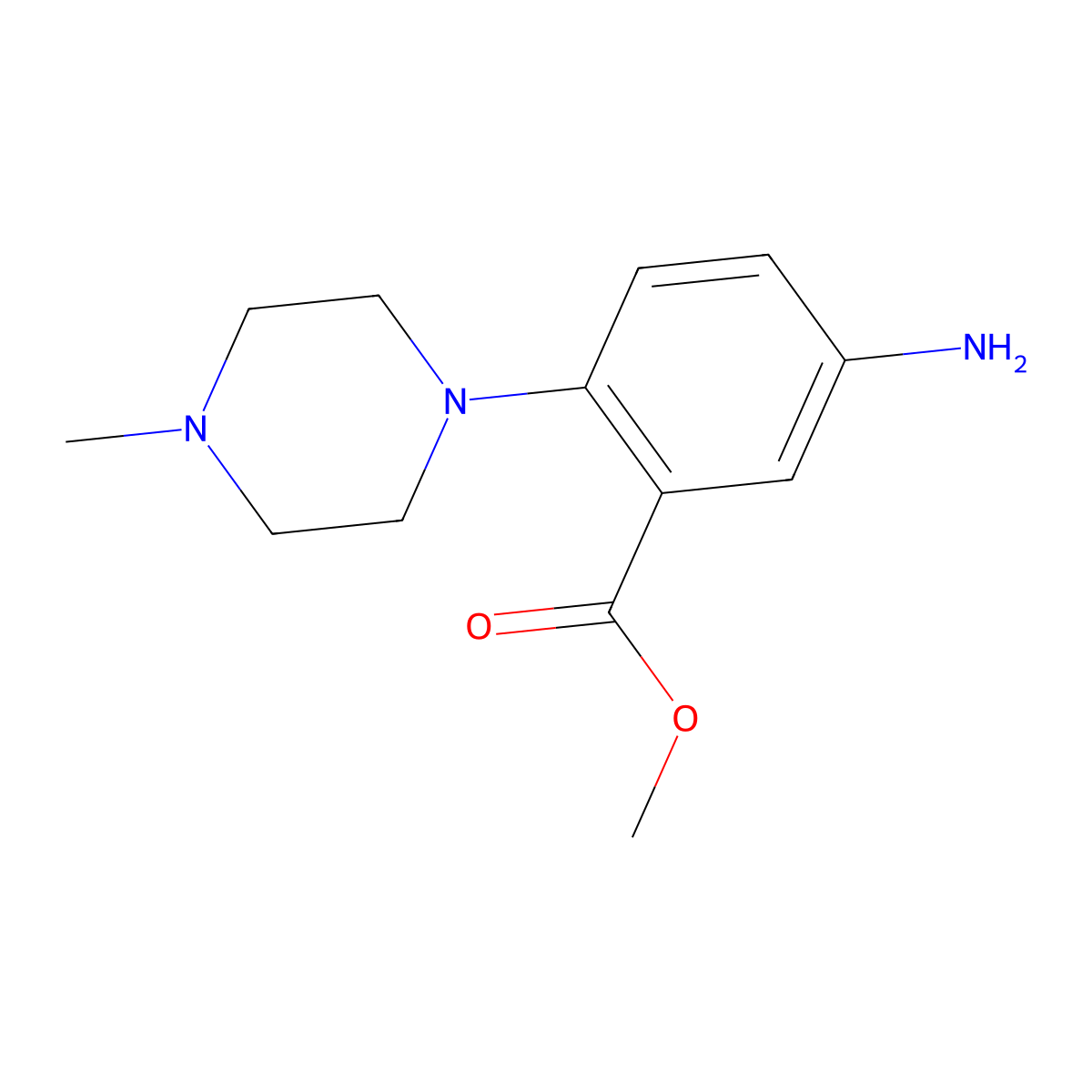 Methyl 5-amino-2-(4-methylpiperazin-1-yl)benzoate molecular structure, CAS 774126-94-2