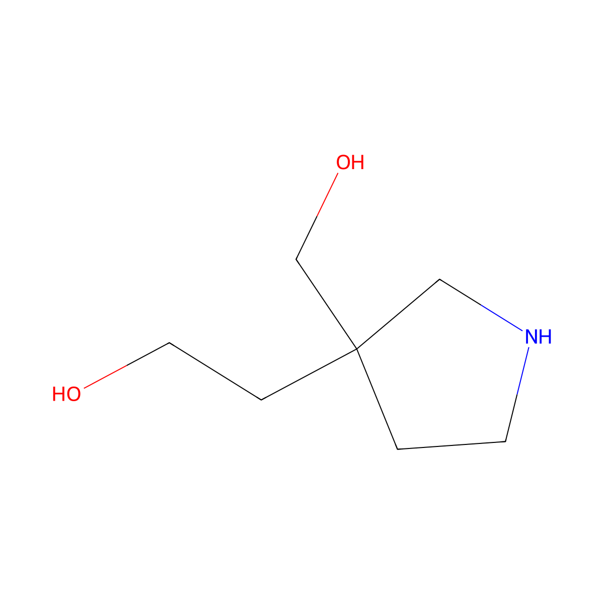 2-(3-(Hydroxymethyl)pyrrolidin-3-yl)ethanol molecular structure, CAS 77415-63-5
