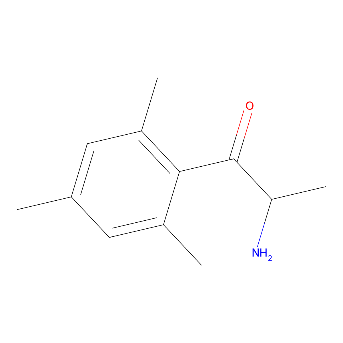 2-Amino-1-(2,4,6-trimethylphenyl)propan-1-one molecular structure, CAS 774176-88-4