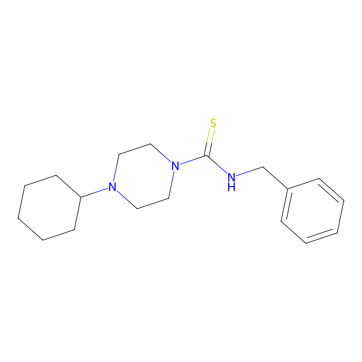 N-benzyl-4-cyclohexylpiperazine-1-carbothioamide molecular structure, CAS 774183-49-2