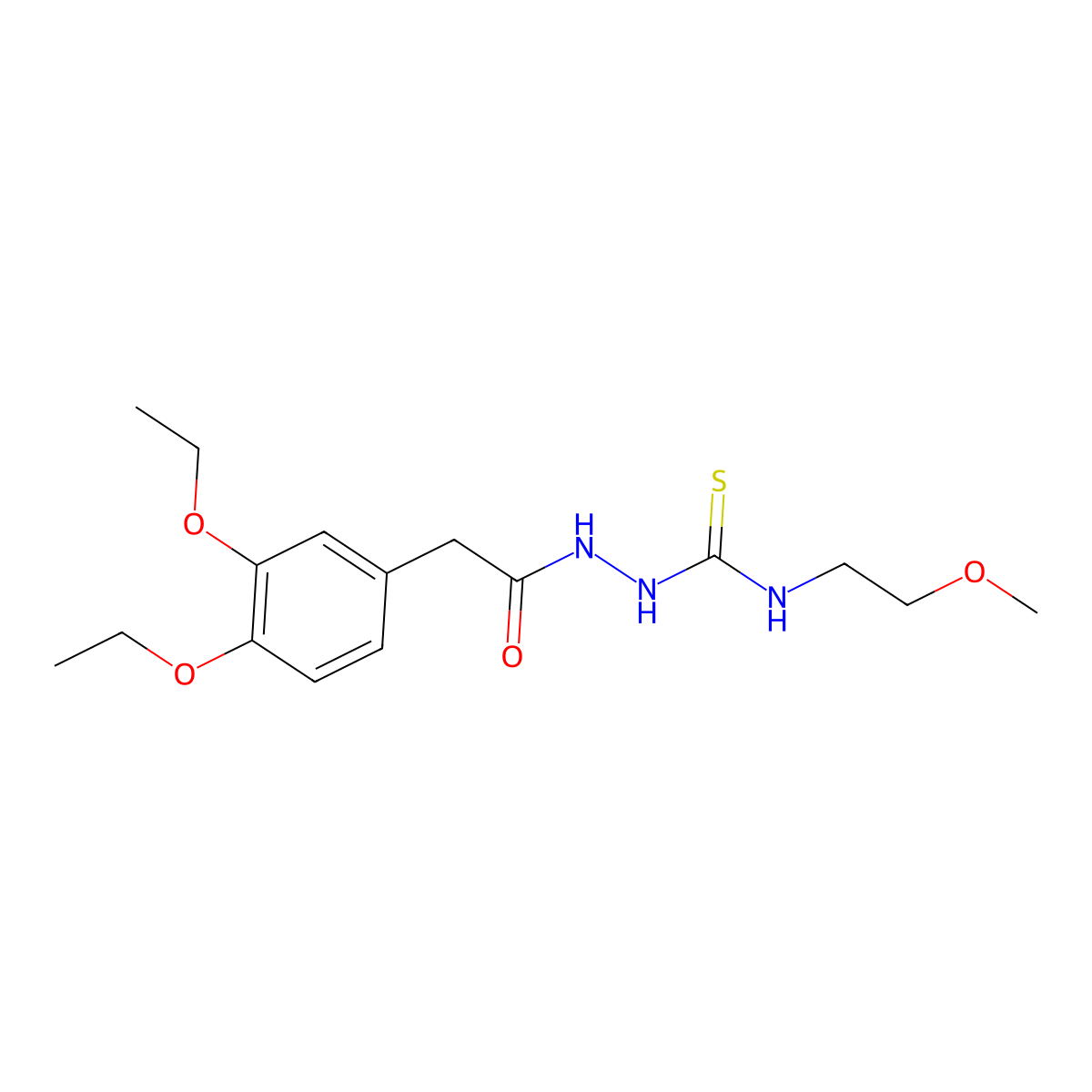 2-[(3,4-diethoxyphenyl)acetyl]-N-(2-methoxyethyl)hydrazinecarbothioamide molecular structure, CAS 774185-32-9