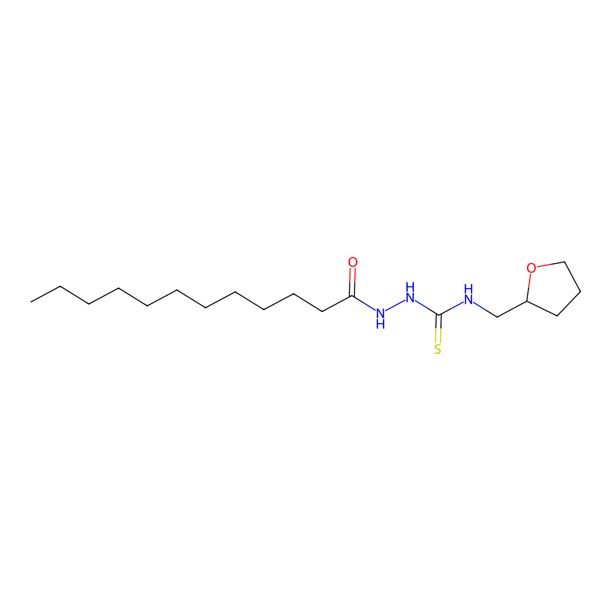 2-dodecanoyl-N-(tetrahydrofuran-2-ylmethyl)hydrazinecarbothioamide molecular structure, CAS 774185-34-1