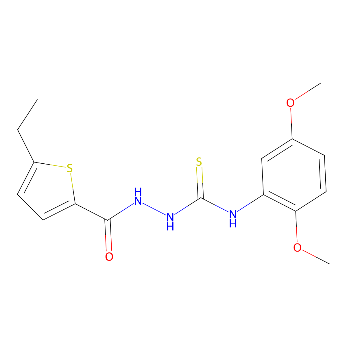 N-(2,5-dimethoxyphenyl)-2-[(5-ethylthiophen-2-yl)carbonyl]hydrazinecarbothioamide molecular structure, CAS 774185-40-9