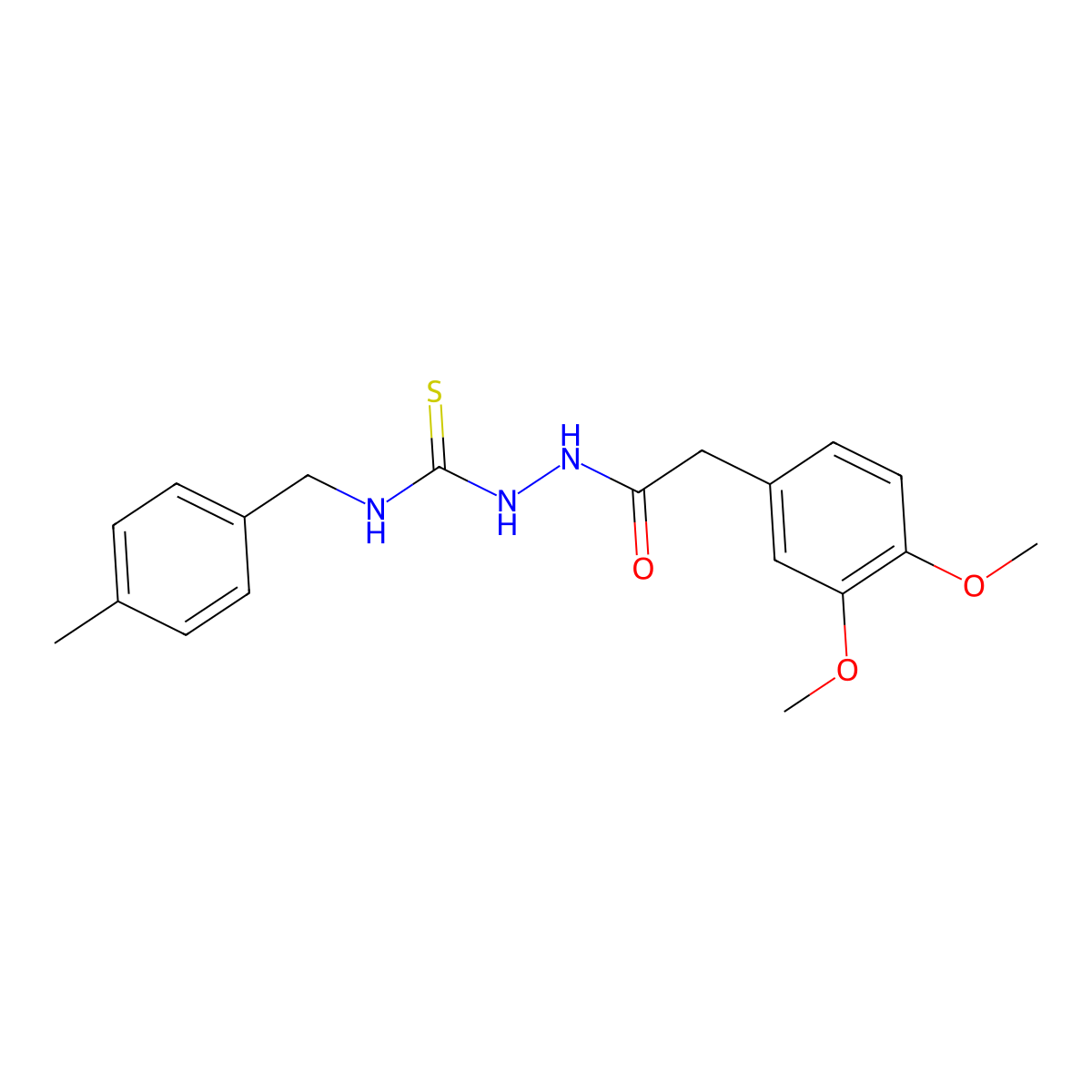 2-[(3,4-dimethoxyphenyl)acetyl]-N-(4-methylbenzyl)hydrazinecarbothioamide molecular structure, CAS 774185-60-3