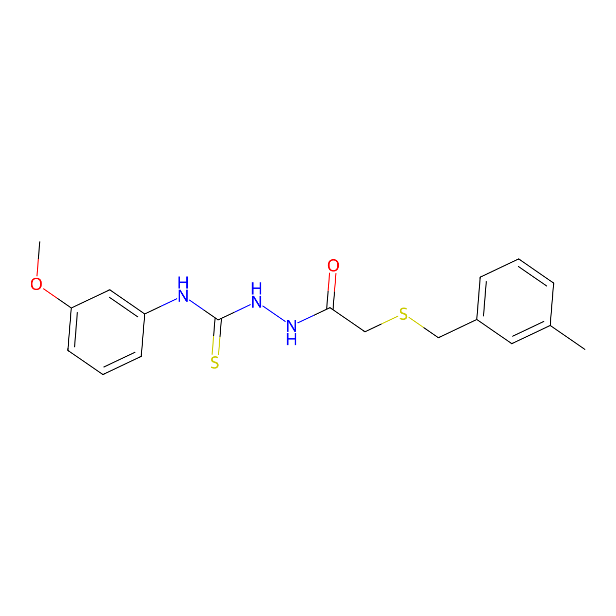 N-(3-methoxyphenyl)-2-{[(3-methylbenzyl)sulfanyl]acetyl}hydrazinecarbothioamide molecular structure, CAS 774185-67-0