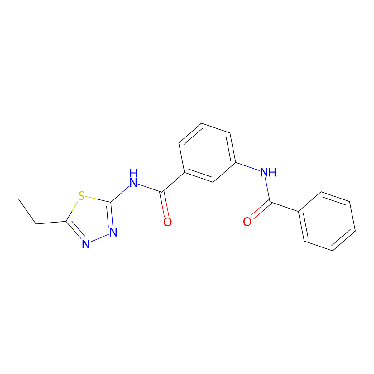 3-benzamido-N-(5-ethyl-1,3,4-thiadiazol-2-yl)benzamide molecular structure, CAS 774185-71-6