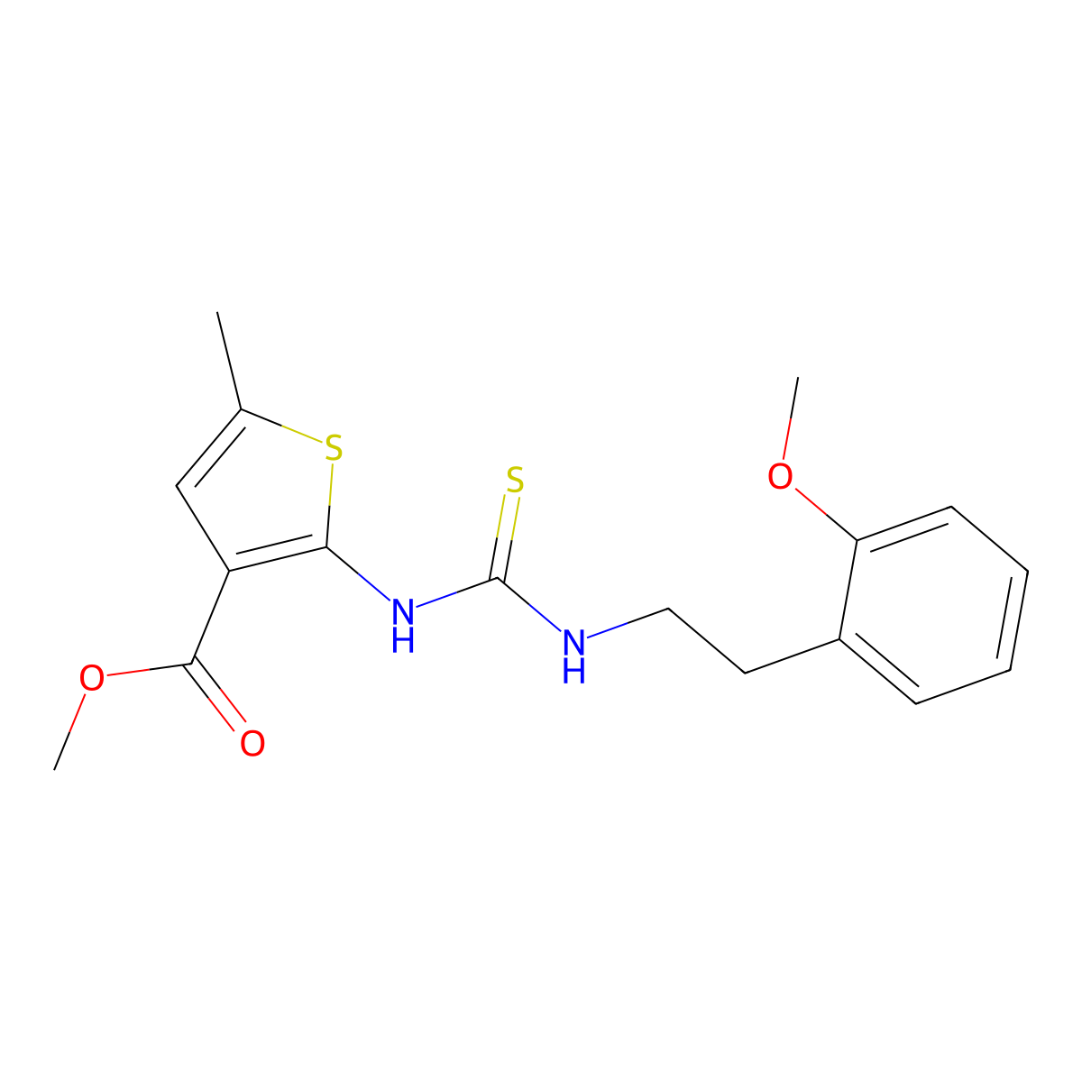Methyl 2-({[2-(2-methoxyphenyl)ethyl]carbamothioyl}amino)-5-methylthiophene-3-carboxylate molecular structure, CAS 774185-73-8