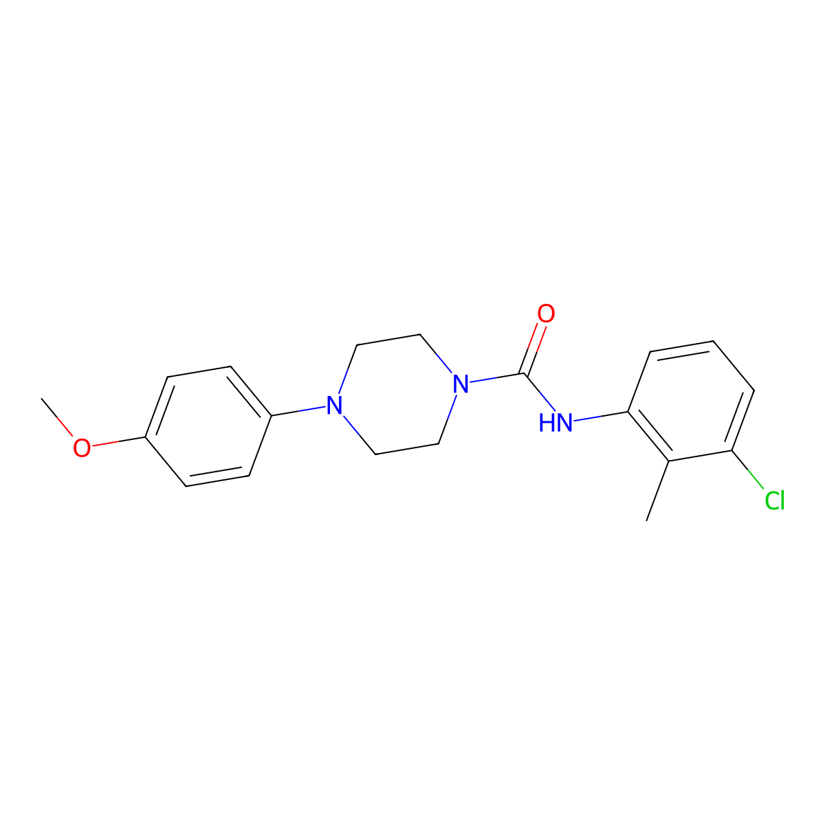 N-(3-chloro-2-methylphenyl)-4-(4-methoxyphenyl)piperazine-1-carboxamide molecular structure, CAS 774185-93-2