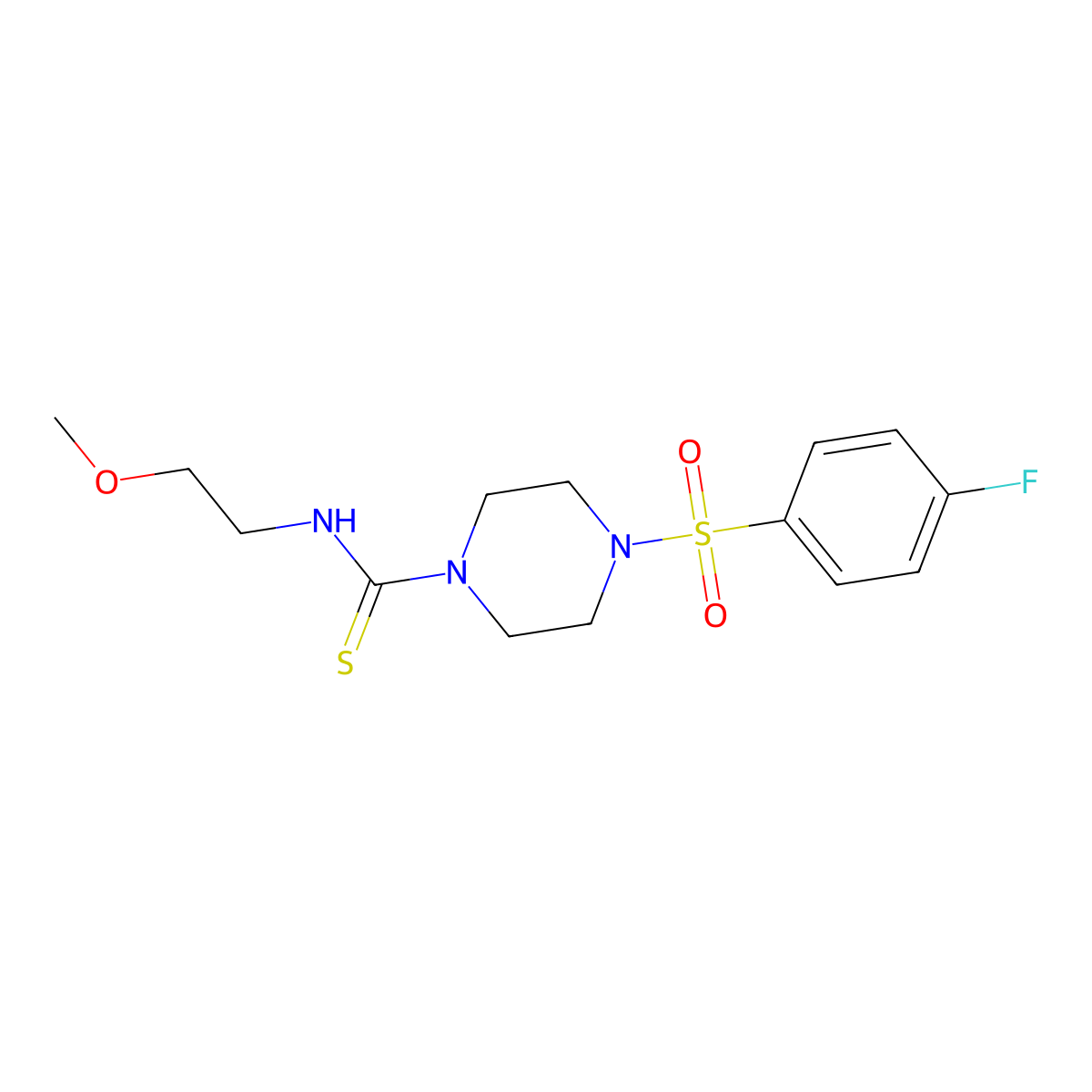 4-(4-fluorophenyl)sulfonyl-N-(2-methoxyethyl)piperazine-1-carbothioamide molecular structure, CAS 774185-99-8
