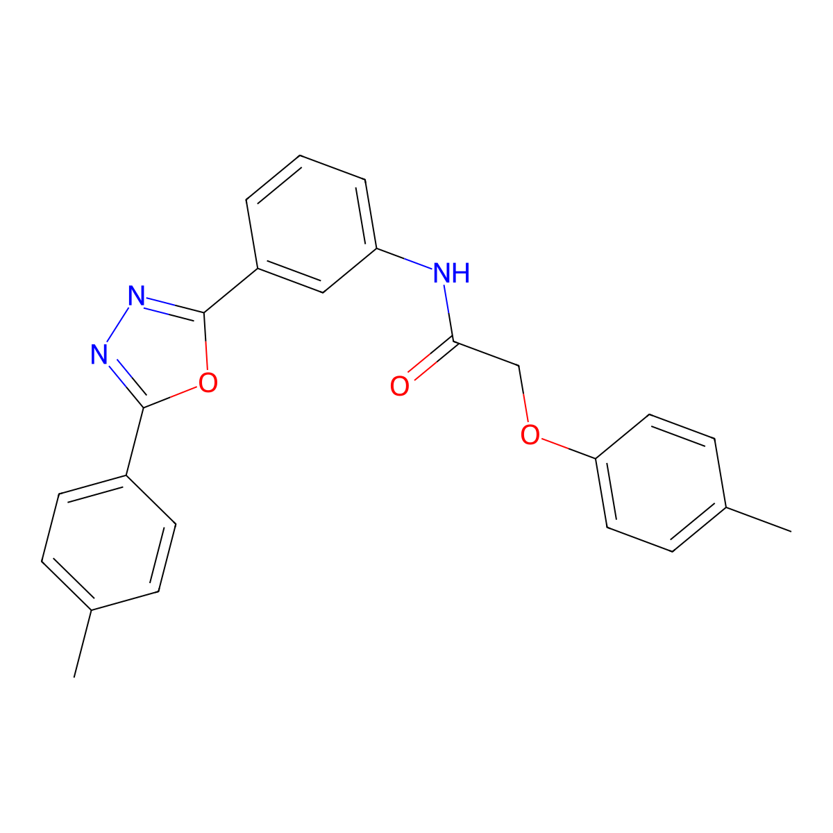 2-(4-methylphenoxy)-N-[3-[5-(4-methylphenyl)-1,3,4-oxadiazol-2-yl]phenyl]acetamide molecular structure, CAS 774186-06-0