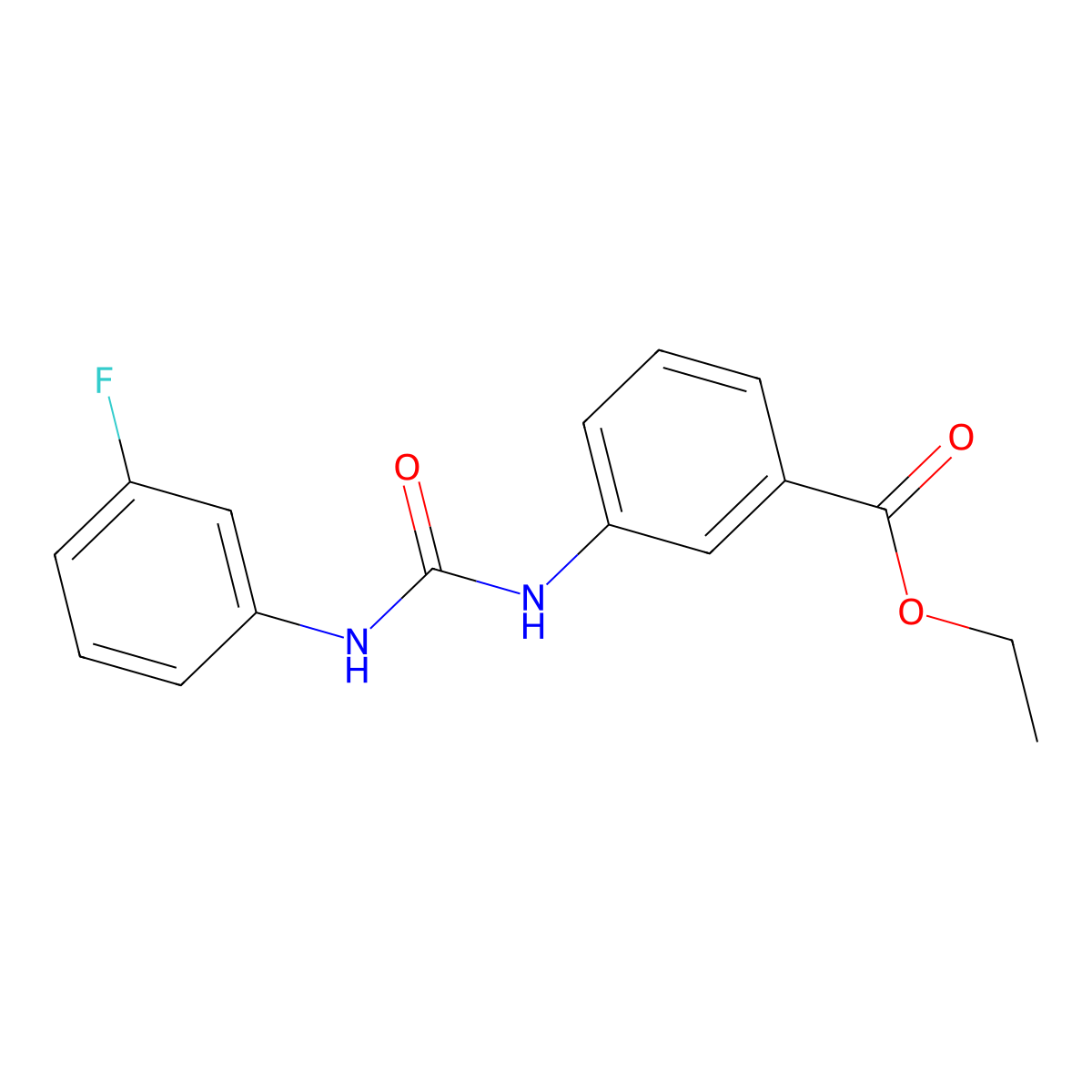 Ethyl 3-{[(3-fluorophenyl)carbamoyl]amino}benzoate molecular structure, CAS 774186-23-1