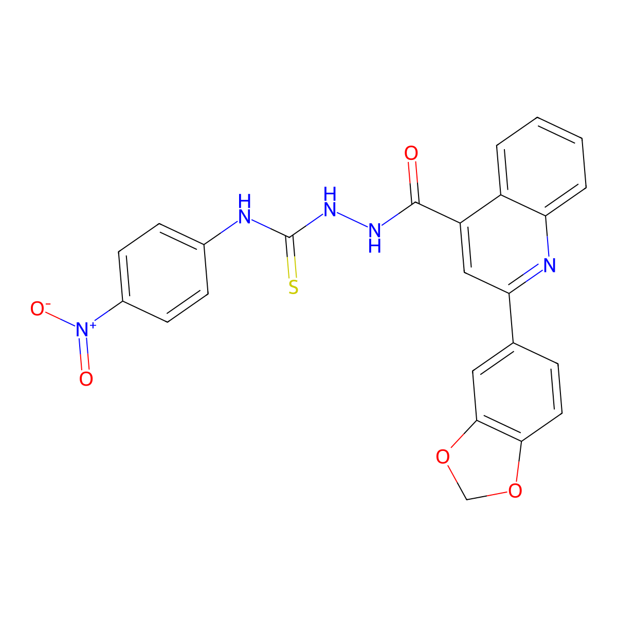 2-{[2-(1,3-benzodioxol-5-yl)quinolin-4-yl]carbonyl}-N-(4-nitrophenyl)hydrazinecarbothioamide molecular structure, CAS 774186-29-7