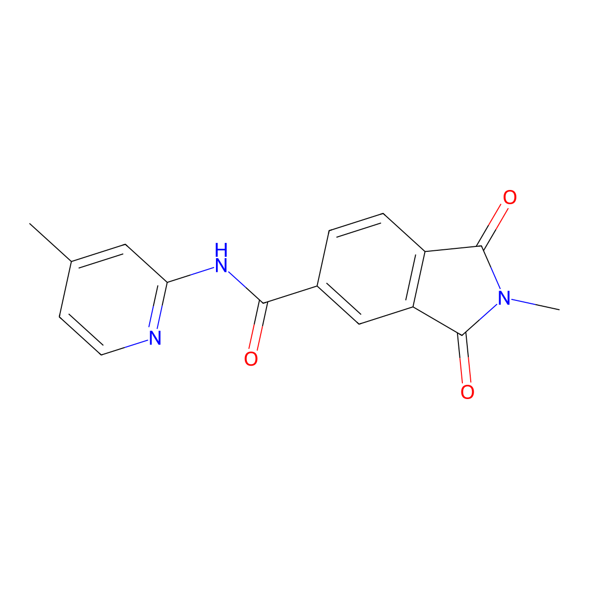 2-methyl-N-(4-methylpyridin-2-yl)-1,3-dioxoisoindole-5-carboxamide molecular structure, CAS 774186-30-0