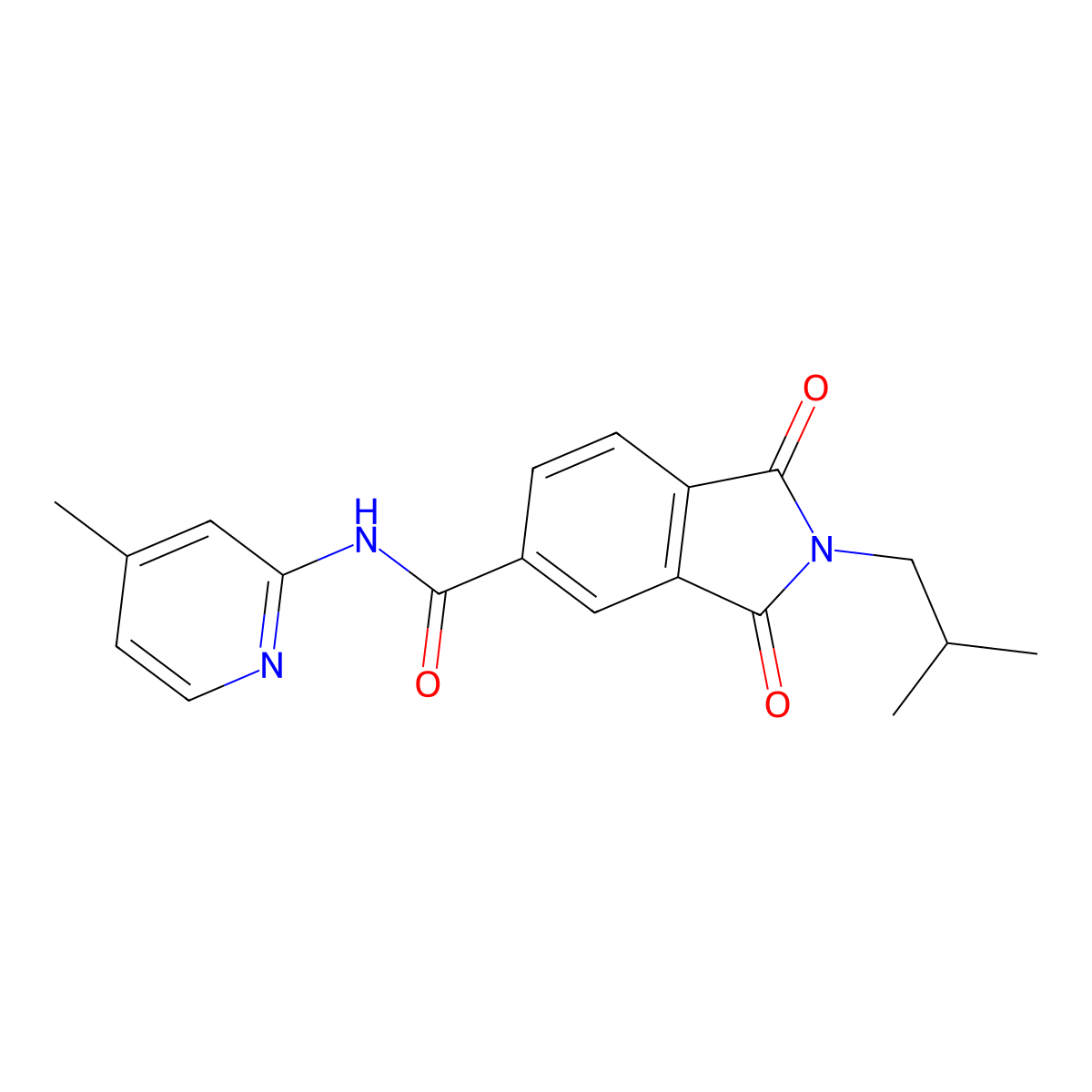 2-(2-methylpropyl)-N-(4-methylpyridin-2-yl)-1,3-dioxoisoindole-5-carboxamide molecular structure, CAS 774186-32-2