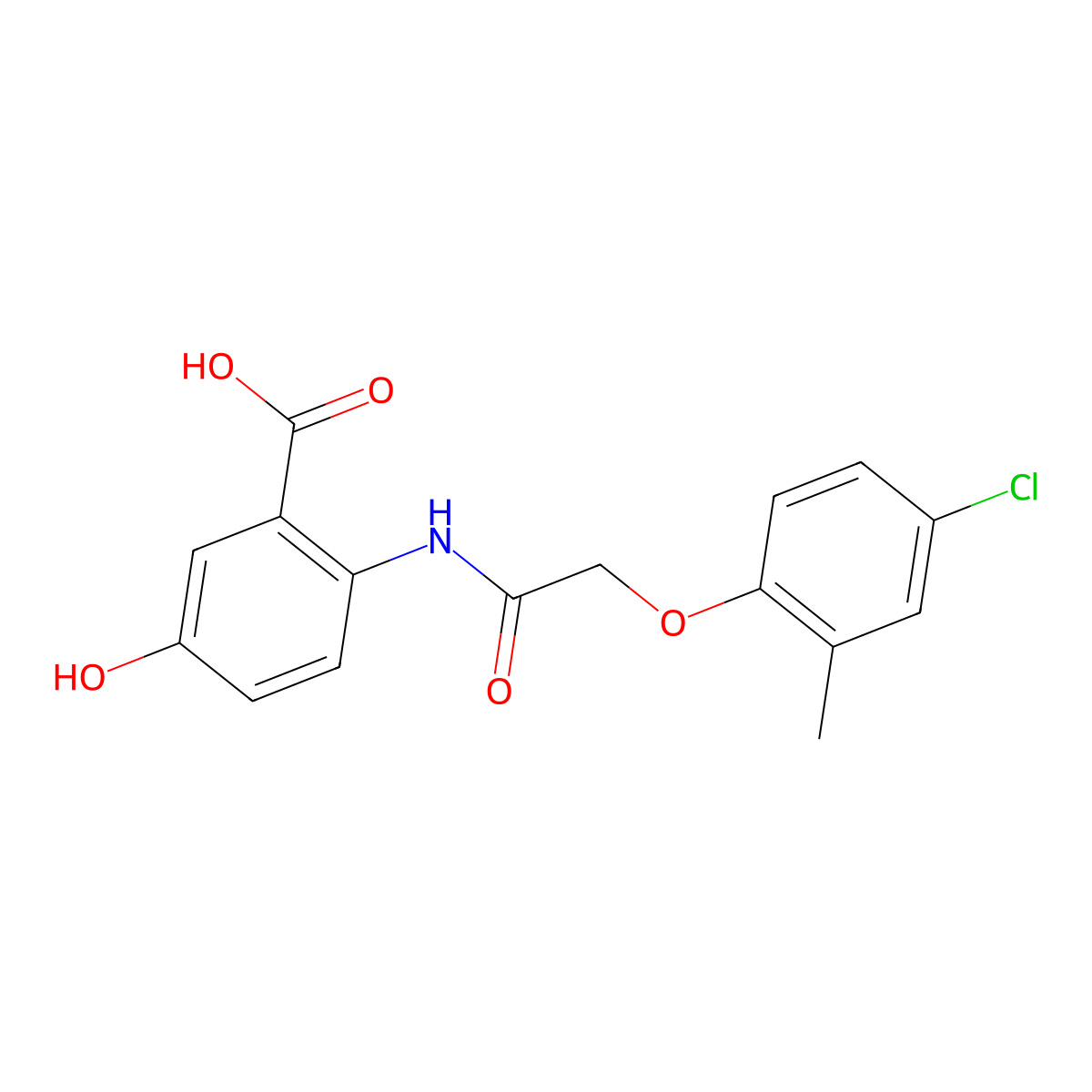 2-{[(4-Chloro-2-methylphenoxy)acetyl]amino}-5-hydroxybenzoic acid molecular structure, CAS 774186-43-5