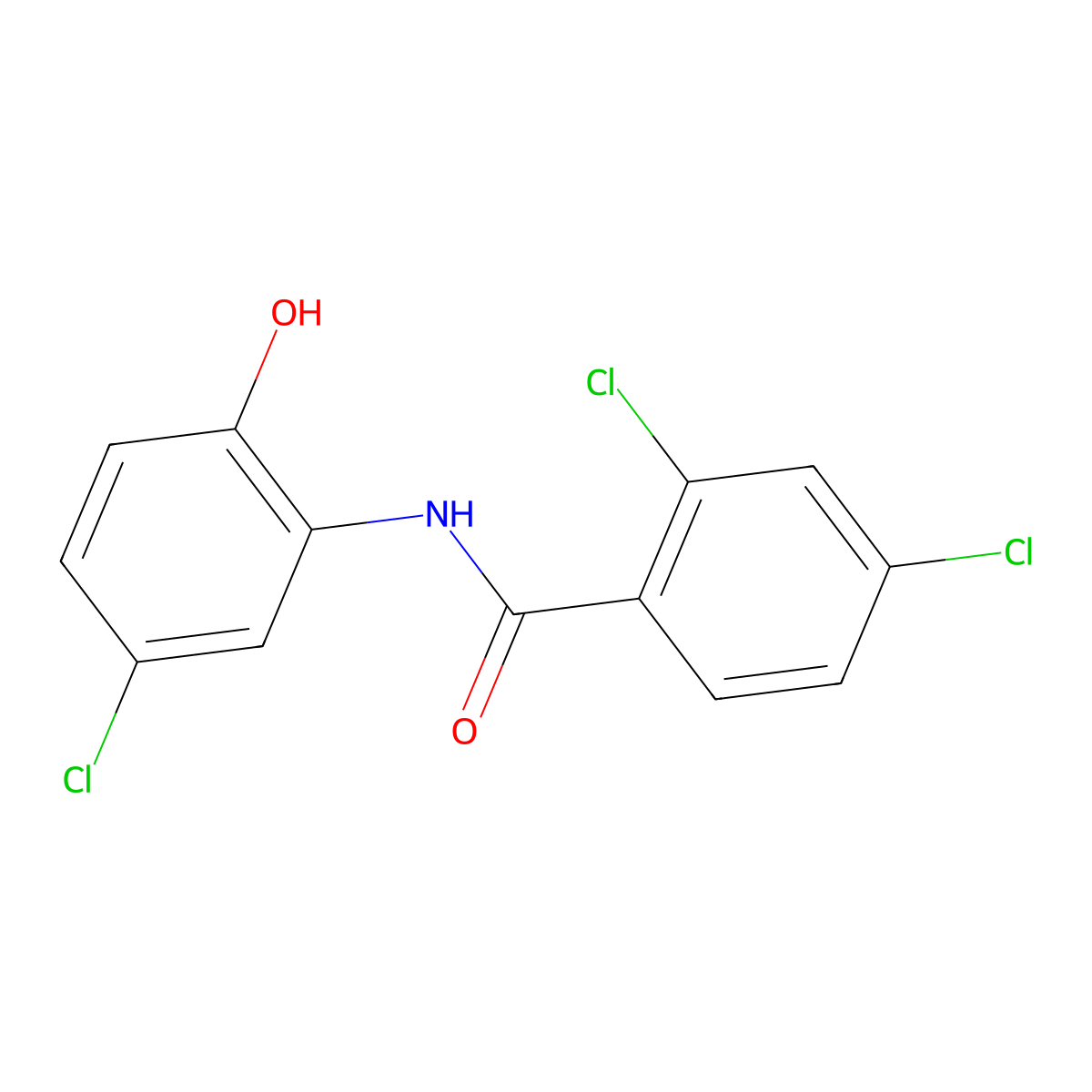 2,4-dichloro-N-(5-chloro-2-hydroxyphenyl)benzamide molecular structure, CAS 774186-67-3