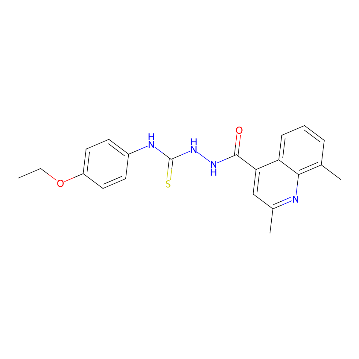 2-[(2,8-dimethylquinolin-4-yl)carbonyl]-N-(4-ethoxyphenyl)hydrazinecarbothioamide molecular structure, CAS 774186-76-4
