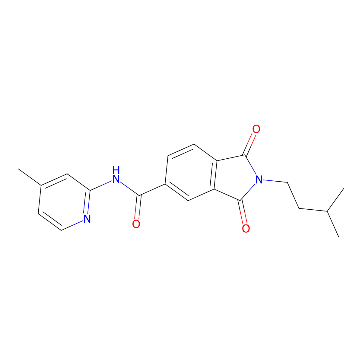 2-(3-methylbutyl)-N-(4-methylpyridin-2-yl)-1,3-dioxoisoindole-5-carboxamide molecular structure, CAS 774187-05-2
