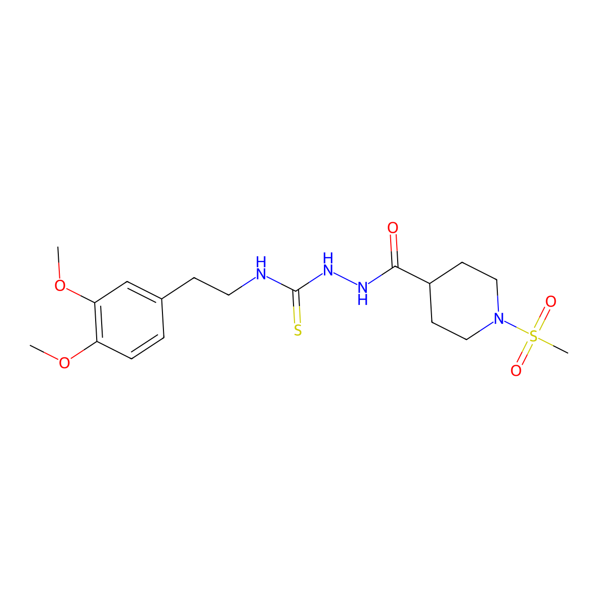 1-[2-(3,4-Dimethoxyphenyl)ethyl]-3-[(1-methylsulfonylpiperidine-4-carbonyl)amino]thiourea molecular structure, CAS 774187-24-5
