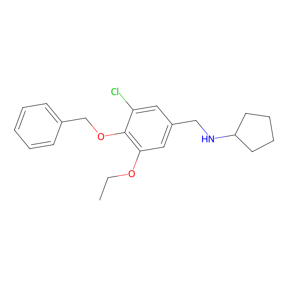 N-[(3-chloro-5-ethoxy-4-phenylmethoxyphenyl)methyl]cyclopentanamine molecular structure, CAS 774188-37-3