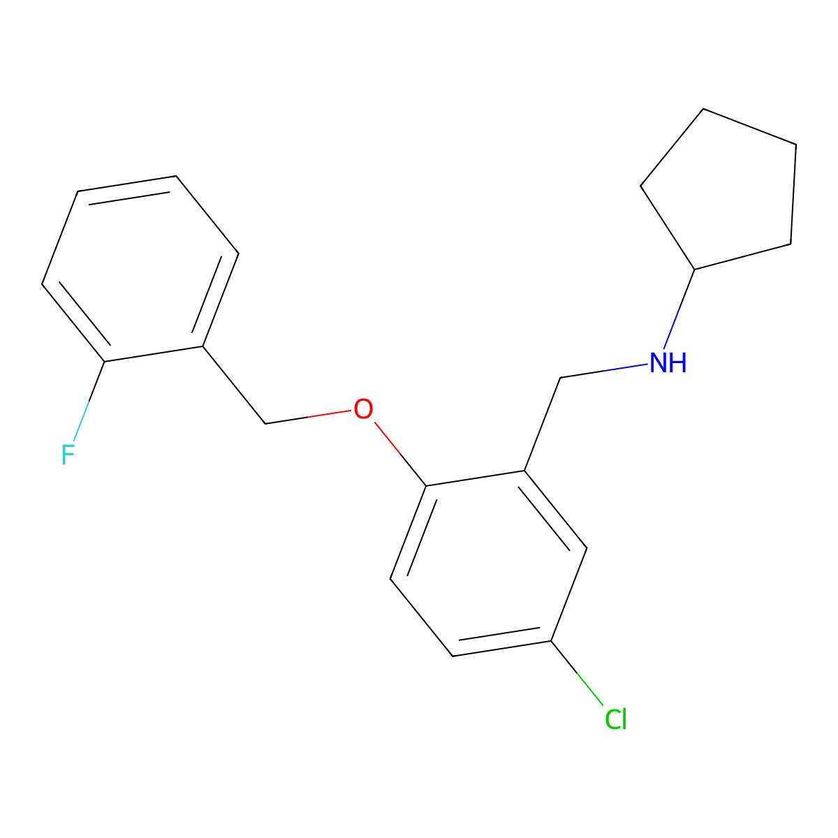 N-{5-chloro-2-[(2-fluorobenzyl)oxy]benzyl}cyclopentanamine molecular structure, CAS 774188-45-3